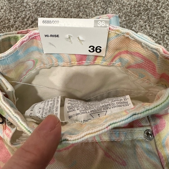 NWT Zara Pastel Marble High Waisted Denim Shorts Sz 4 - Picture 6 of 6